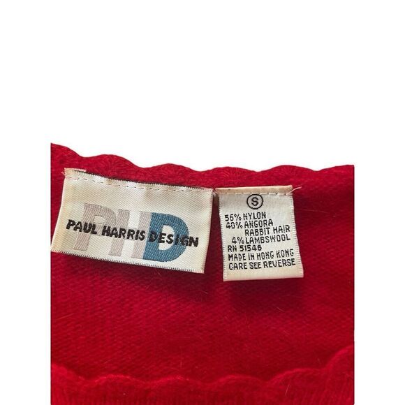 Vintage Paul Harris Design Red Sweater - Angora Blend Size S Made in Hong Kong - Picture 3 of 5